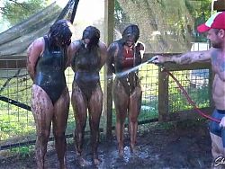 3 Girls Hogtied in The Mud