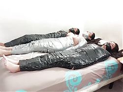Three Struggling Bondage Mummies - Selfgags