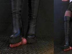 Nightclub Mistress Dominates You in Leather Knee Tank Heels Boots - CBT, Bootjob, Ballbusting